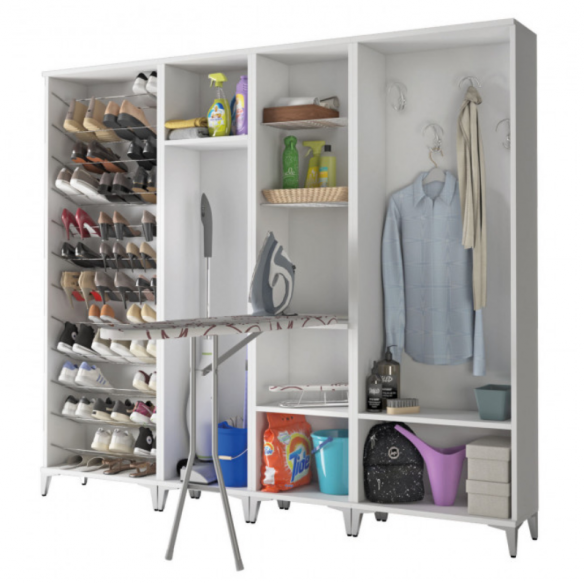 FAMILY entrance furniture, 6-door wardrobe with mirrors + shoe rack - Maconi