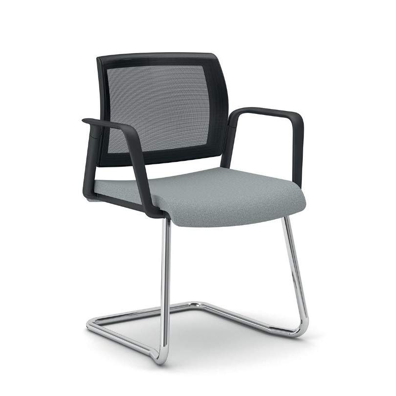 Chaise visiteur LEX en polypropylène rembourrée/piètement luge - MILANI