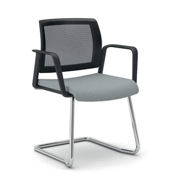 Chaise visiteur LEX en polypropylène rembourrée/piètement luge - MILANI