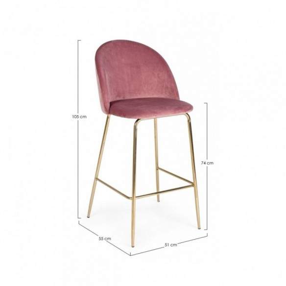 TABOURET DE BAR CARRY VELVET BLUSH