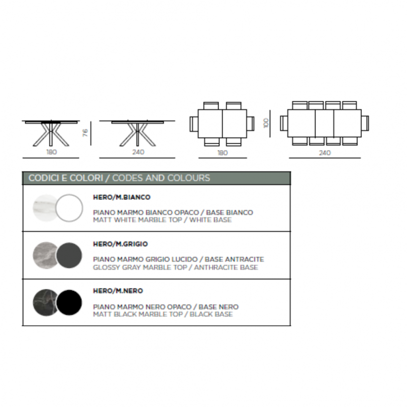 Tavolo HERO allungabile in pietra...