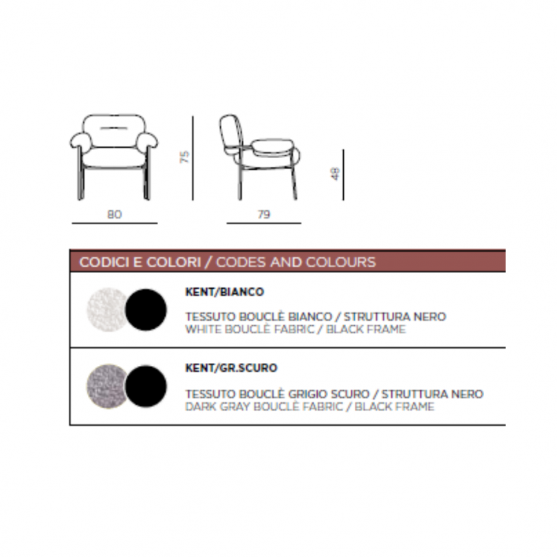 Poltrona KENT in tessuto bouclè con...