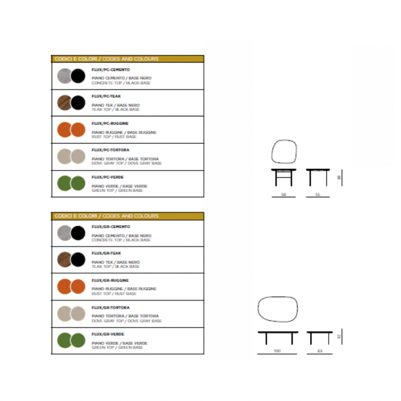 Tavolino FLUX con piano sagomato e...