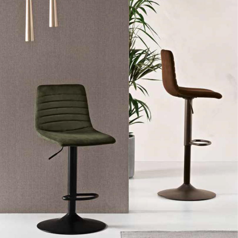 Sgabello CANNETO imbottito in tessuto...