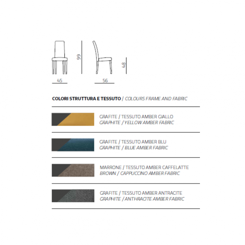 Sedia DENVER in tessuto con gambe in...