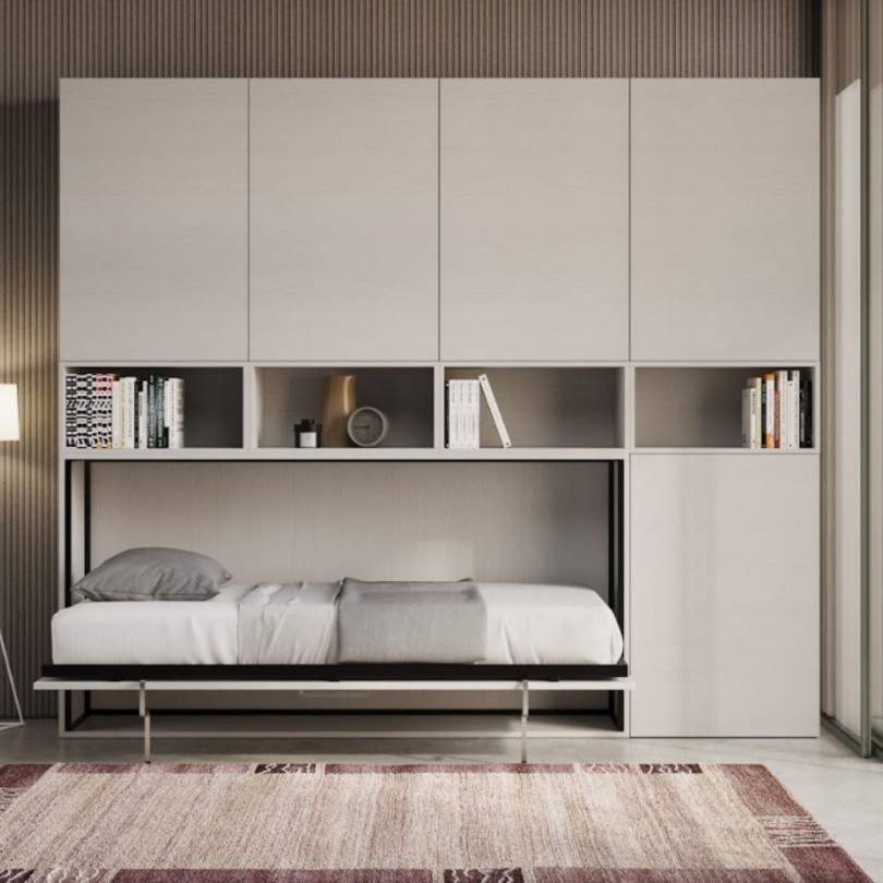Letto singolo a scomparsa con mobili...