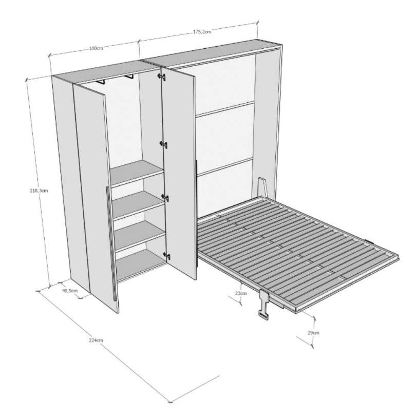Letto matrimoniale verticale a...