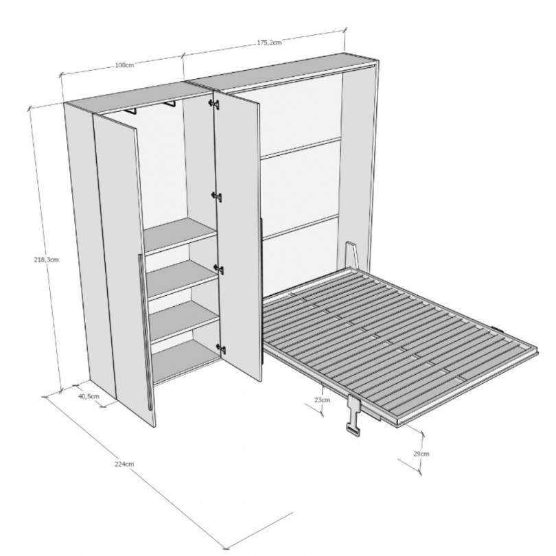 Letto matrimoniale verticale a...