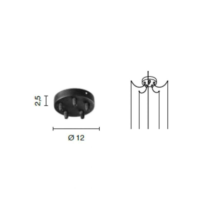 Base per lampada 12 cm con 5 FORI...