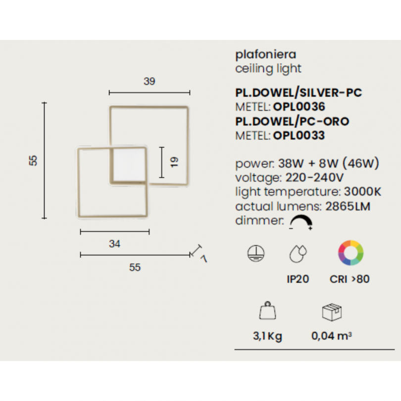 Plafoniera DOWEL - ONDALUCE