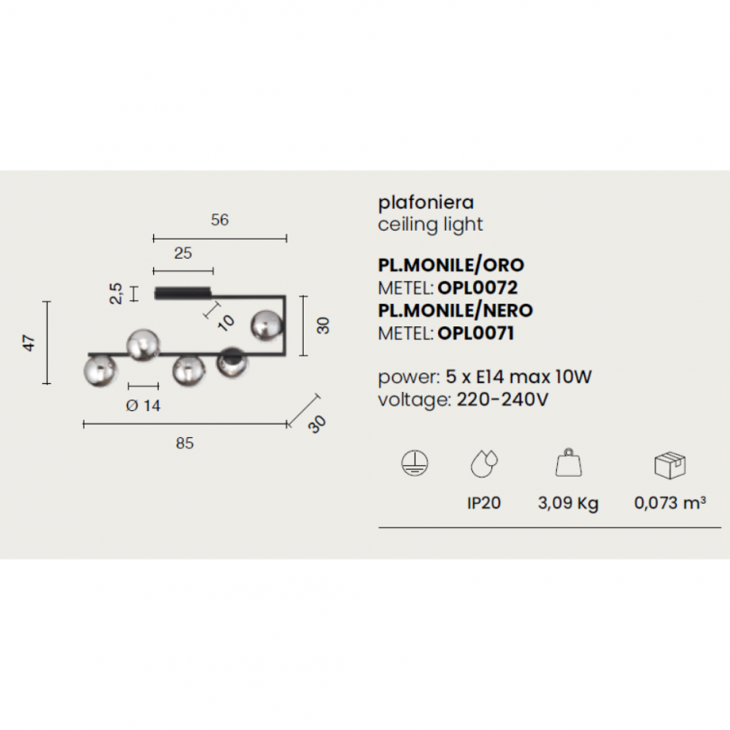 Lampada da soffitto MONILE - ONDALUCE