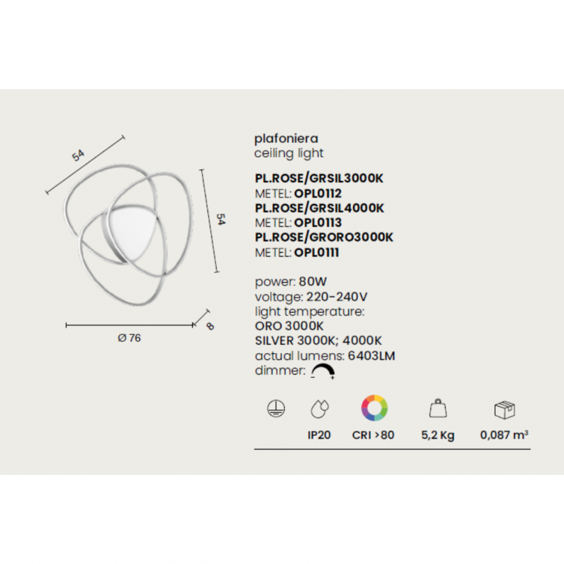 Plafoniera ROSE - ONDALUCE