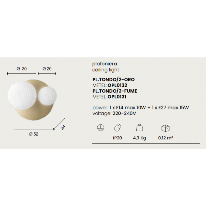 Plafoniera TONDO biluce - ONDALUCE