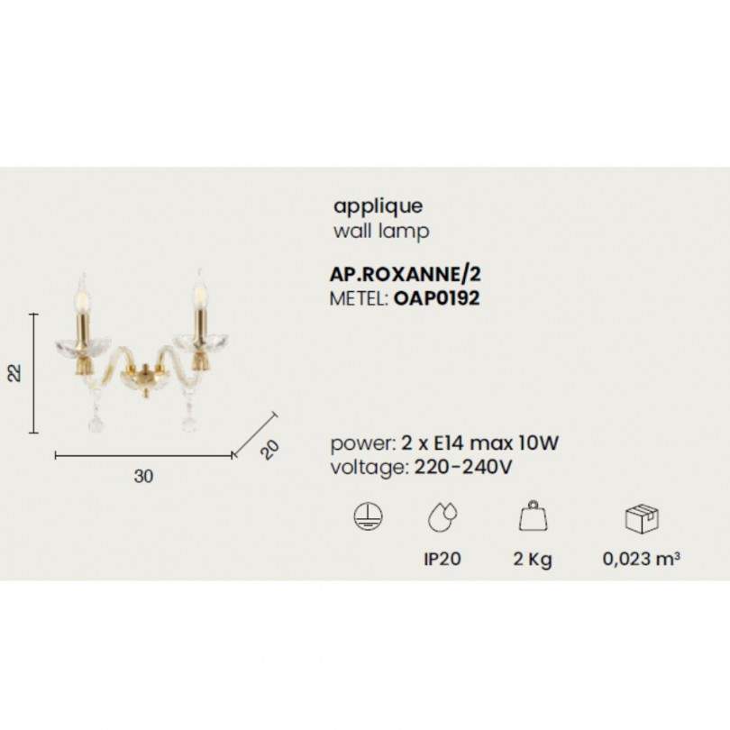 Lampada a parete ROXANNE - Ondaluce