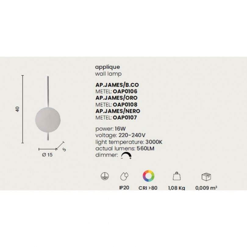 Lampada a parete JAMES - Ondaluce
