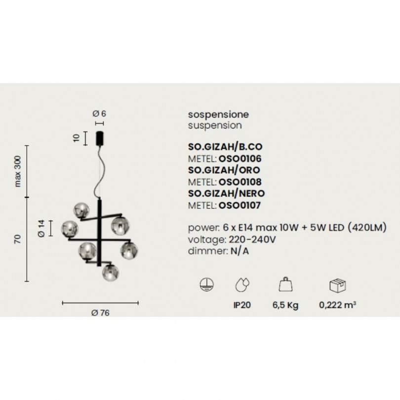 Lampada sospesa GIZAH - Ondaluce