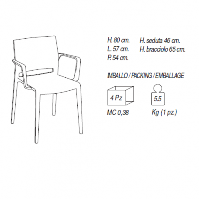 Sedia BAKHITA con braccioli - LA...