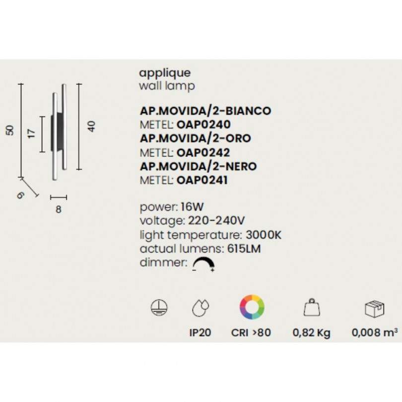 Lampada a parete MOVIDA - Ondaluce