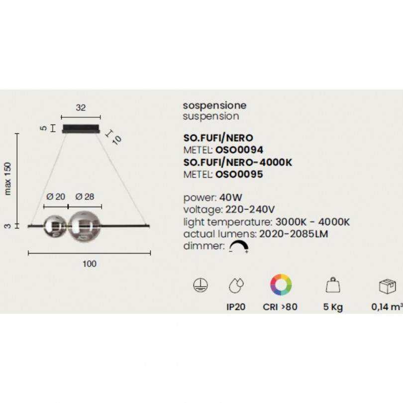Lampada sospesa FUFI - Ondaluce