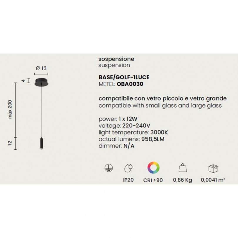Lampada sospesa GOLF - Ondaluce
