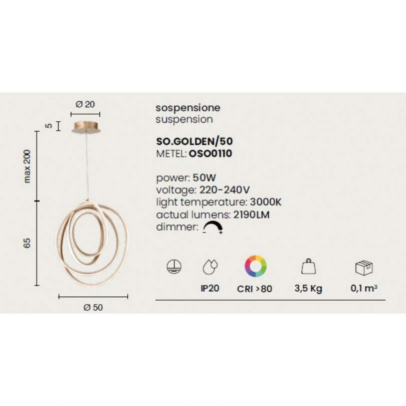 Lampada sospesa GOLDEN - Ondaluce